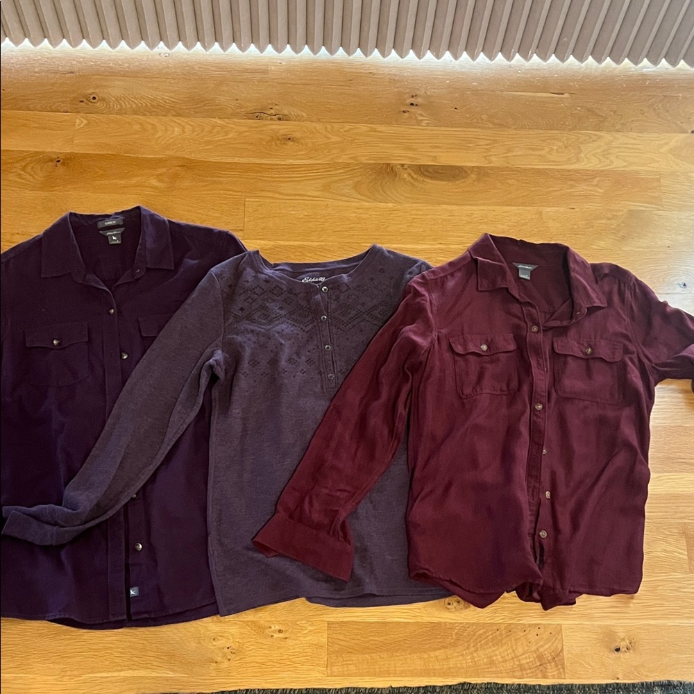 Eddie Bauer Women's Shirt Bundle in Purple and Burgundy
